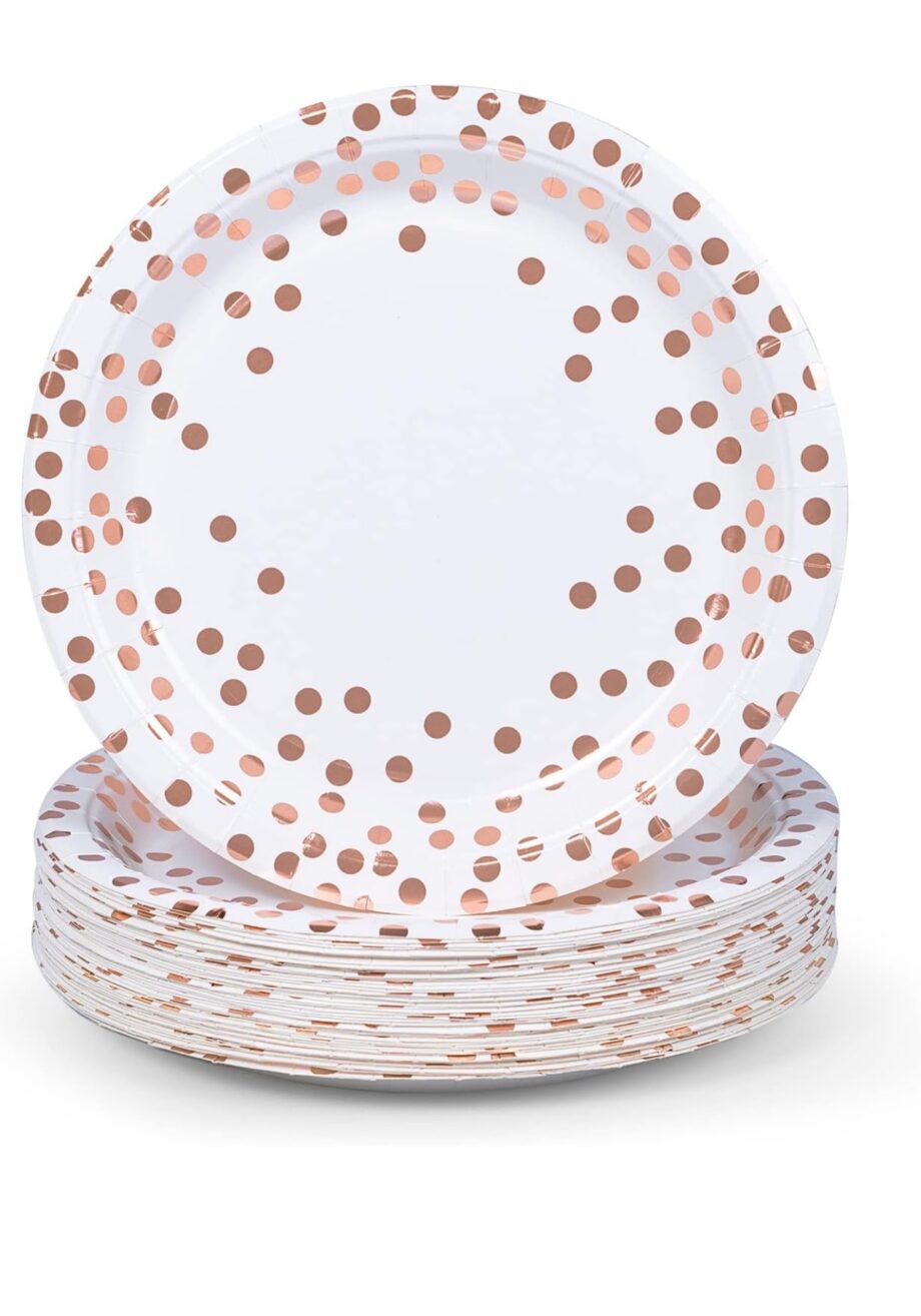 White with Rose Gold confetti